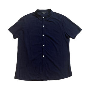 Navy blue vintage linen blend shirt